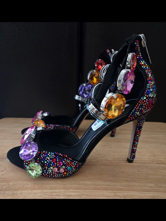 Gianni Bini Shoes - Gianni Bini Oaklynn Suede Rainbow Rhinestone Jeweled Ankle Sandals Size 7